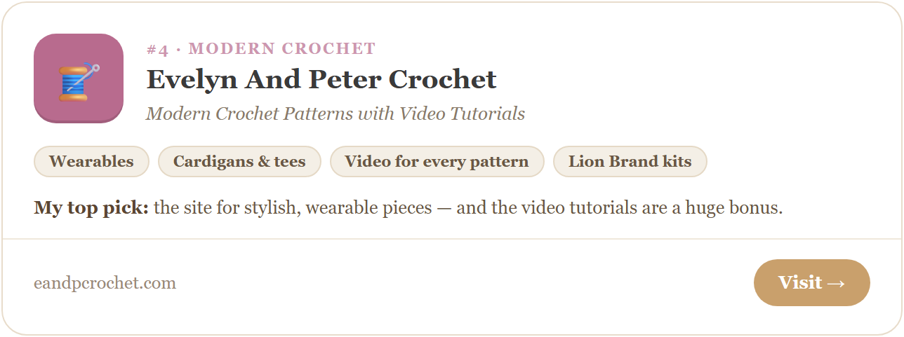 Evelyn And Peter Crochet — modern crochet patterns with video tutorials. Free patterns for cardigans, tees, shawls, blankets and totes with a modern twist.